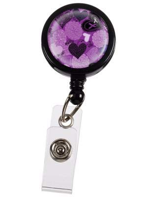 Lanyard Clip - Purple Lacy Hearts and Ribbons…