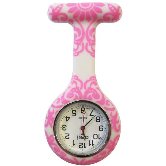 Pink Swirl Analogue Silicone Gel Fob Watch