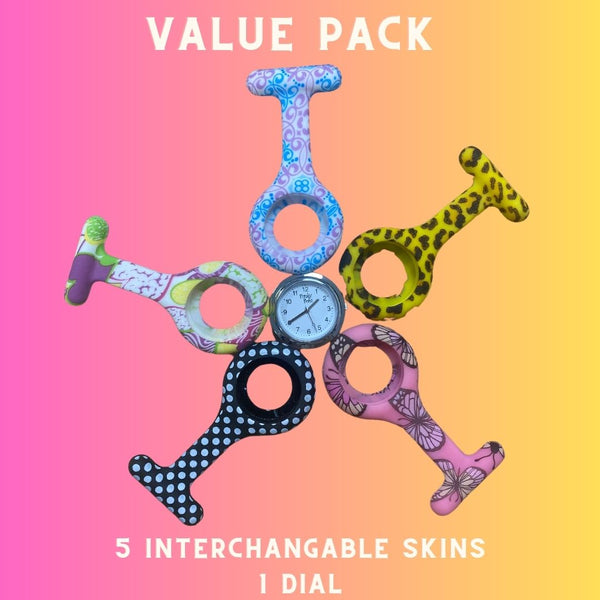 Value Pack 2  (pink butterfly, spotty black, tutti fruity, paisley, leopard)