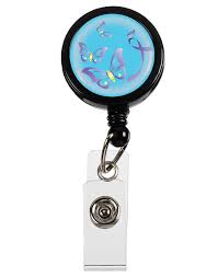 CLEARANCE - Lanyard Clip - Butterflies on Sky Blue