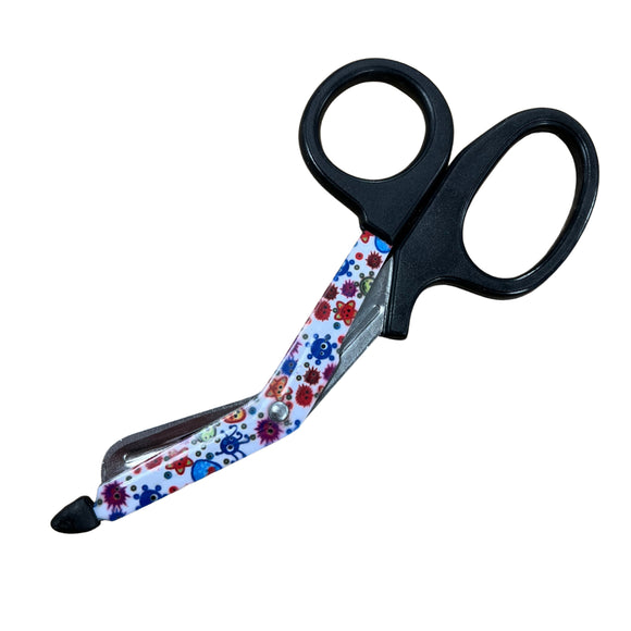 5.5inch BLUE HANDLE Utility Scissors with Funky Bacteria Blades