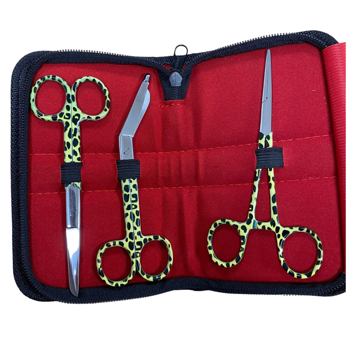 Set of Three: Nurse Scissors, Bandage Scissors & Forceps - Animal Print
