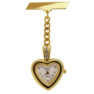 Bling Gold Heart Fob Watch