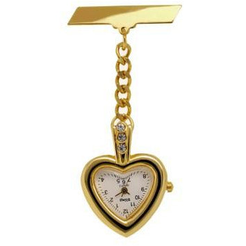 CLEARANCE - Bling Gold Heart Fob Watch