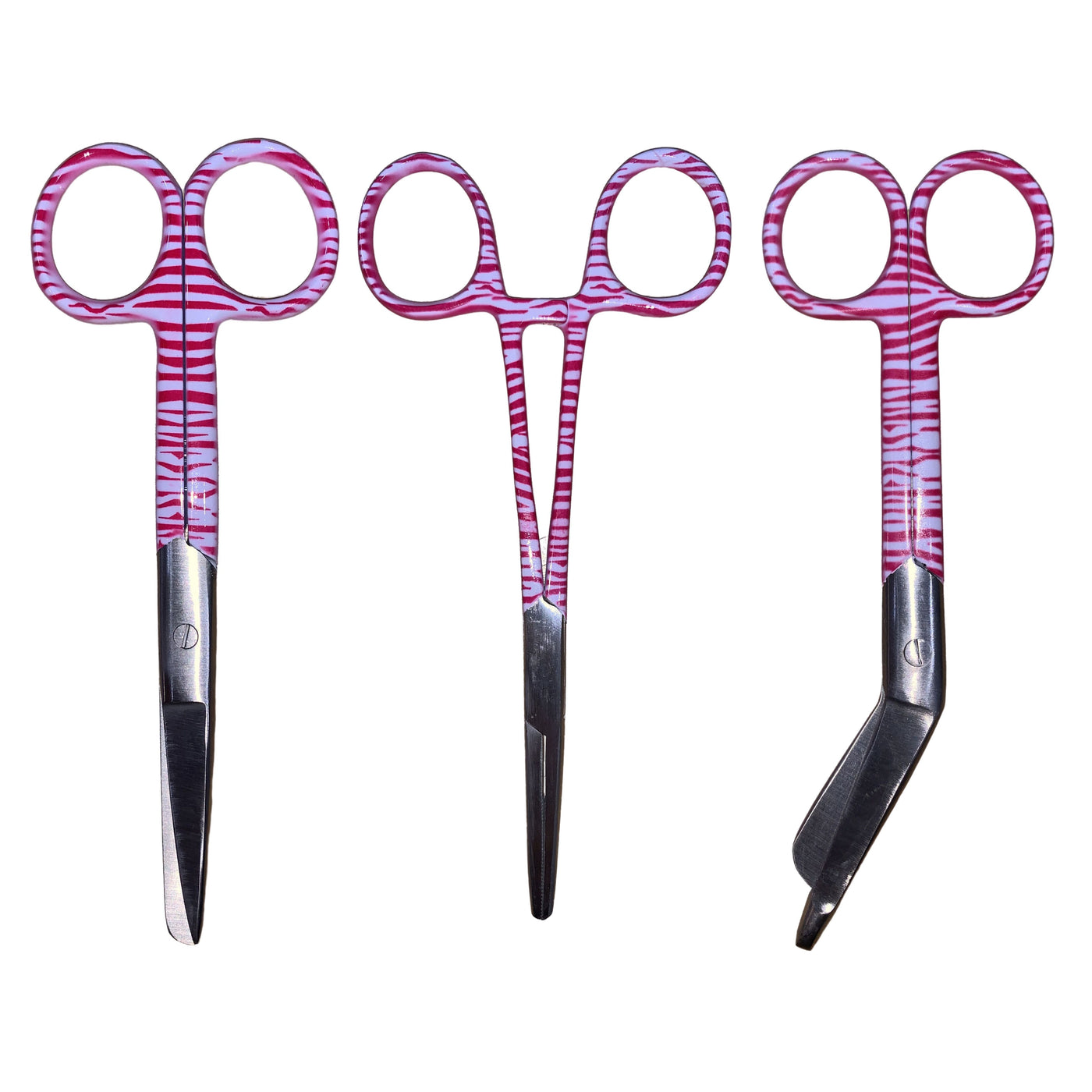Set of 3 Pink Zebra Nurse Scissors