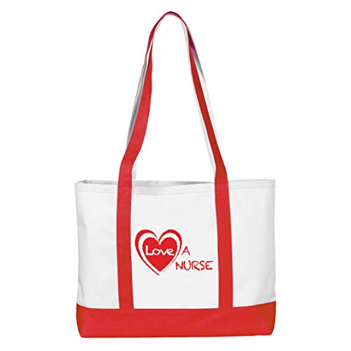 Love a Nurse Large Red Tote Bag