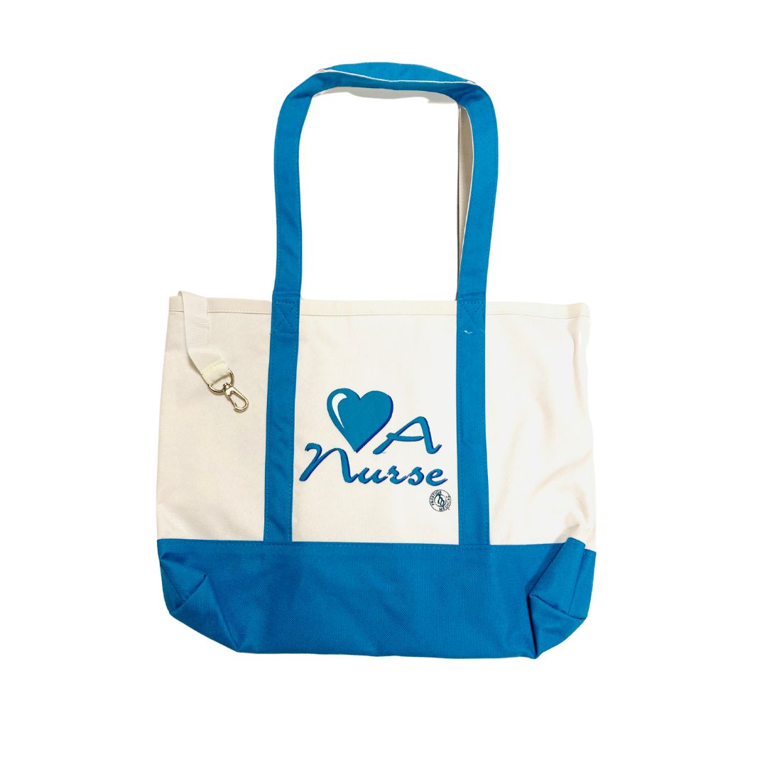 Large Tote Bag Love A Nurse Blue Funky Nurse
