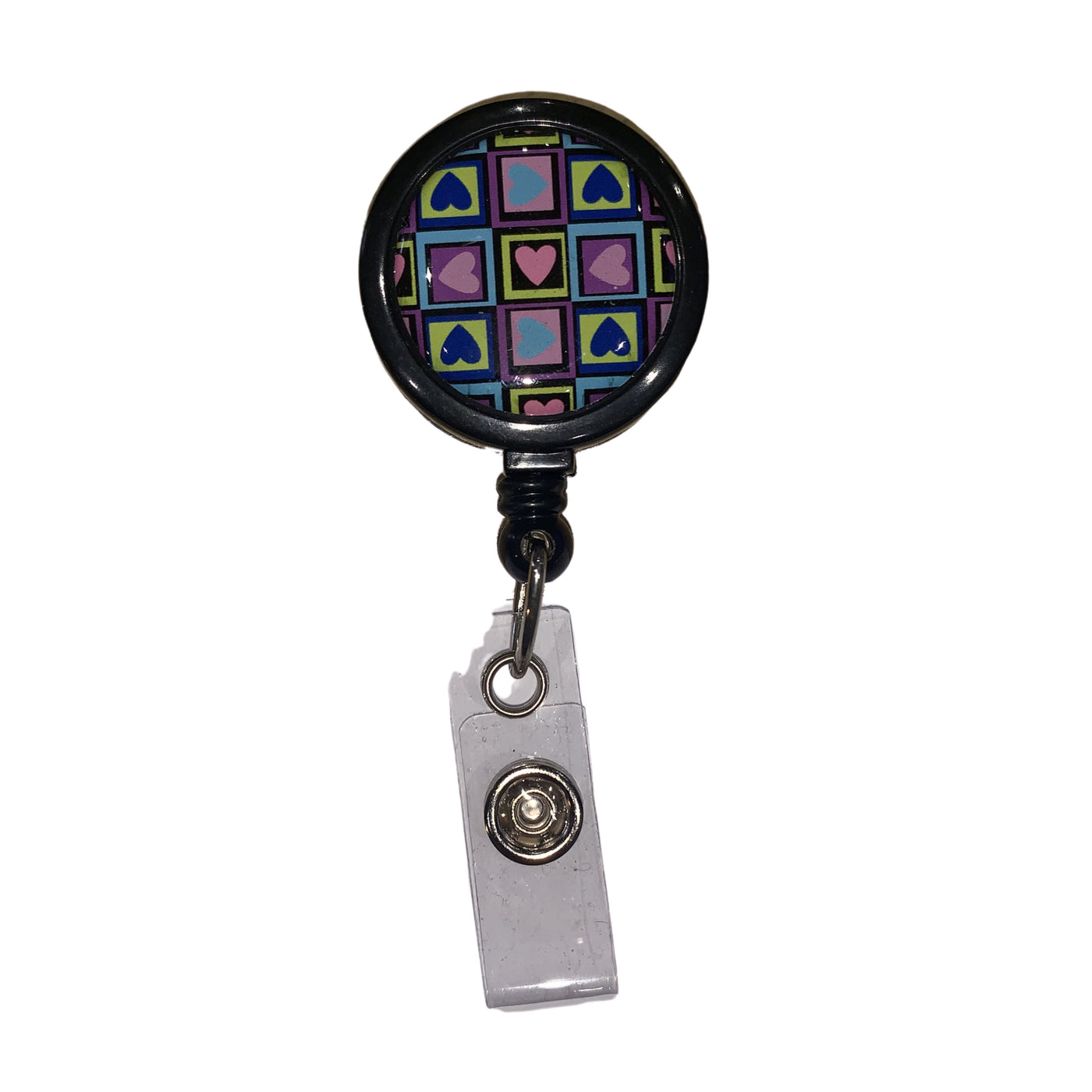 Four Square Hearts Retractable Badge ID Holder