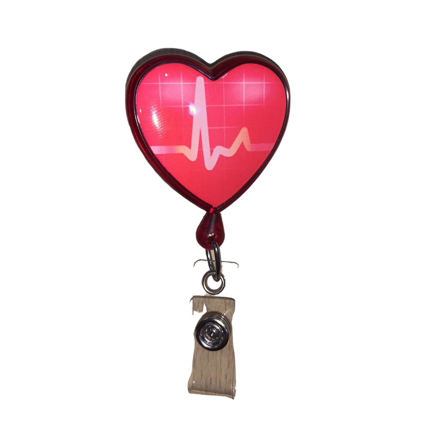 ECG Heart Retractable ID Badge Holder - 3 Colours