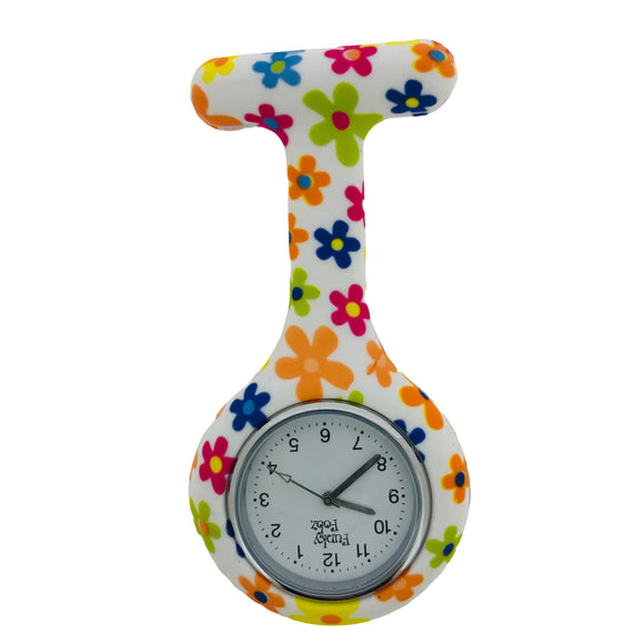 Flower Print Silicone Fob Watch – Funky Nurse - Main Image